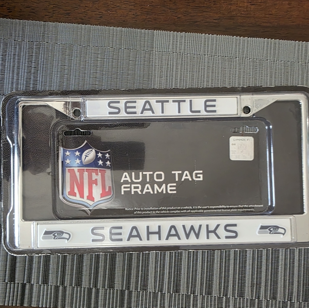 NFL Seattle Seahawks Auto Tag Frame - Blue and White